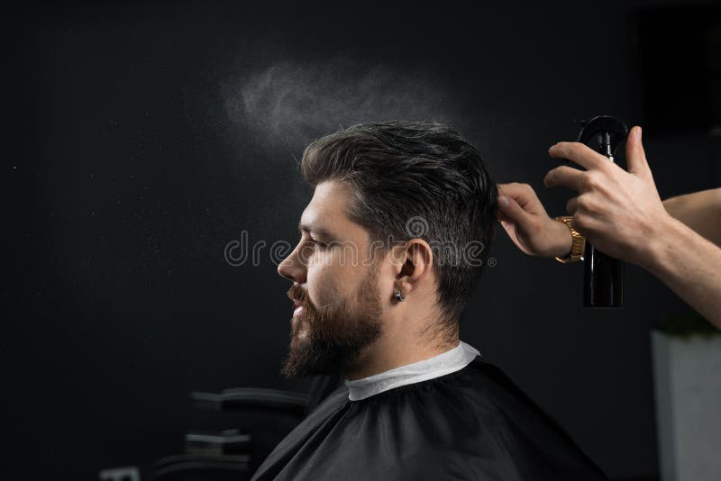 Barber Making Hairstyle for Confident Bearded Hipster. Advertising for  Barbershop and Men S Beauty Salon. Stock Photo - Image of hipster, beauty:  222308904