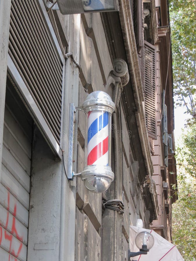 Barber pole sign stock photo. Image of object, road 178055384