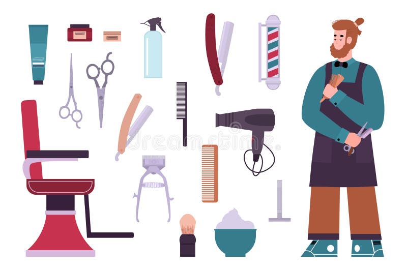 A Barber with Set of Traditional Tools for Working in Barbershop Stock Vector - Illustration of hairdresser, male: 202124937 A Barber with Set of Traditional Tools for Working in Barbershop Stock Vector - Illustration of hairdresser, male: 202124937