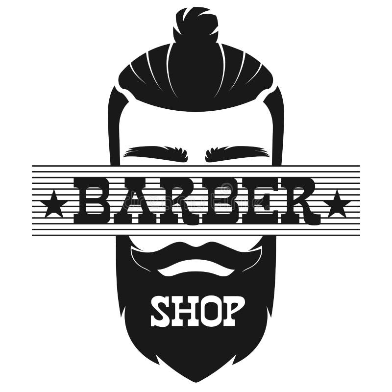 Barber Shop bearded man face retro vintage label logo vector illustration. stock illustration Barber Shop bearded man face retro vintage label logo vector illustration. stock illustration