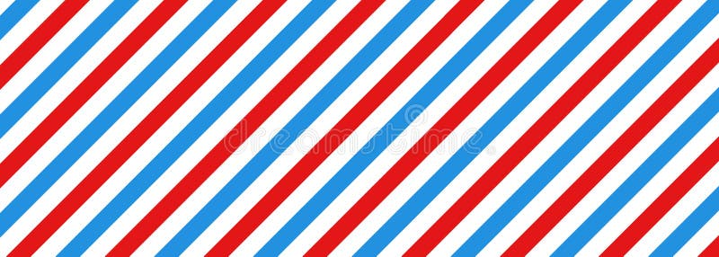 Barber shop concept pattern. Barbershop background. Vector red  white and blue diagonal lines seamless texture. Vector on isolated