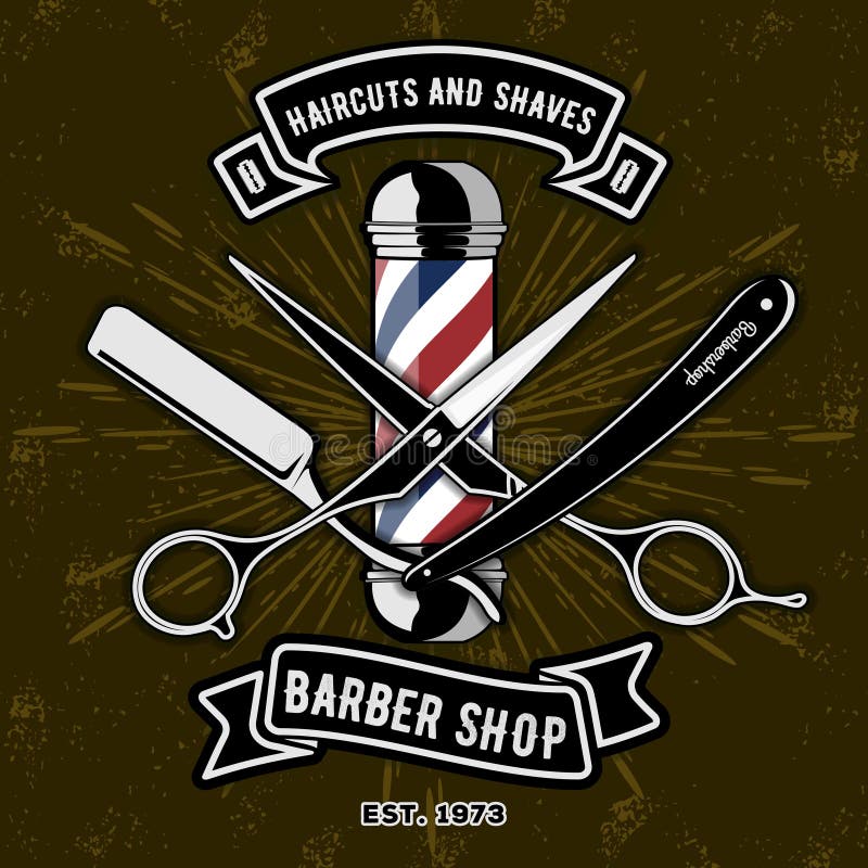 Barber Shop Logo mit Friseurpfosten in der Weinleseart