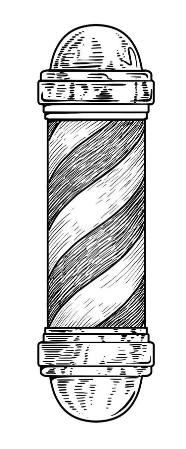 Barber Shop Pole Illustration, Drawing, Engraving, Ink, Line Art, Vector  Stock Vector - Illustration of detailed, monochrome: 113422652