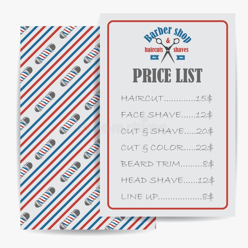 Barber Shop Price List Chart