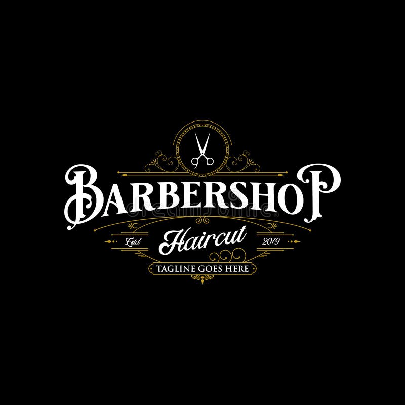 Barber shop vintage logo design Royalty Free Vector Image