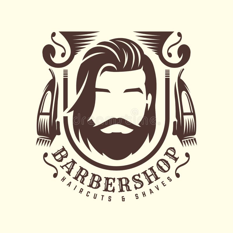 Barbershop Logo Template, Vintage or Retro Style, with Bearded Man and  Barber Tools Stock Vector - Illustration of hair, classic: 117489883