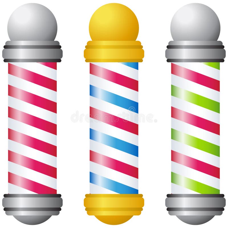 Barbershop Poles - Gold and Silver Stock Vector - Illustration of