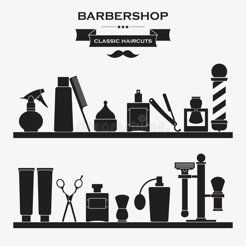 Barbershop vintage symbols set