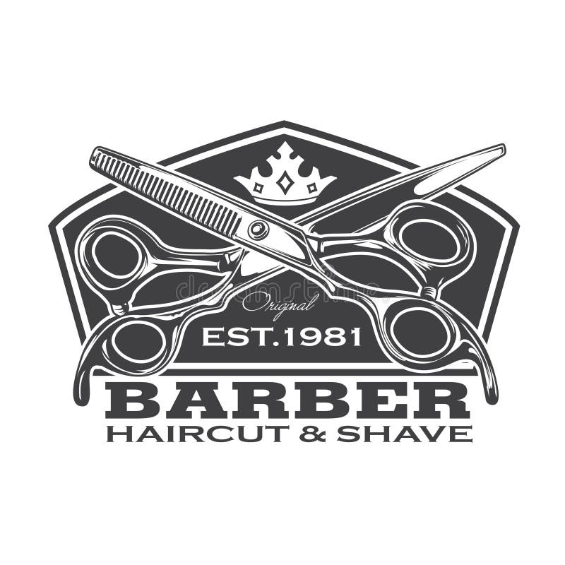 Barbería peluquería salón de pelo estilista vintage logo lujoso pomade retro real vector