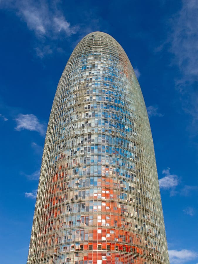 Magnificent Blue and Orange Barcelona Agbar Tower in daytime 0250