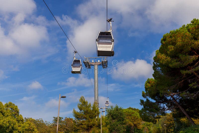Barcelona. Cable car. stock image. Image of montjuic 97898527