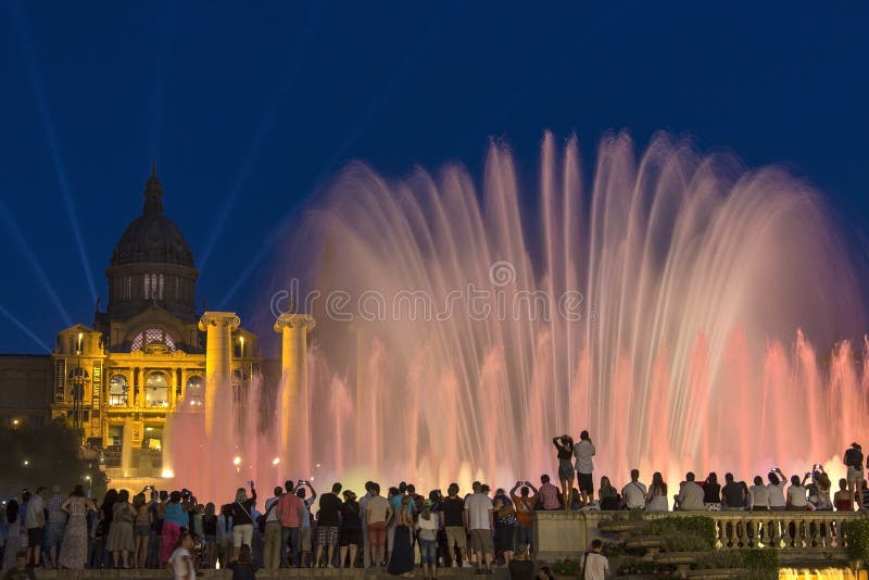 Barcelona Fountains at Night Editorial Photography Image of artwork