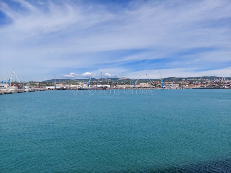 Barcelona Spain 27april 2023 a View from Cruise Port , Ship Pssing by ...