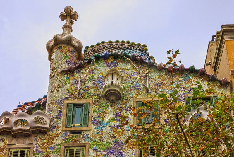 Barcelona in Spain. Famous House Casa Batllo, Gaudi Editorial Stock