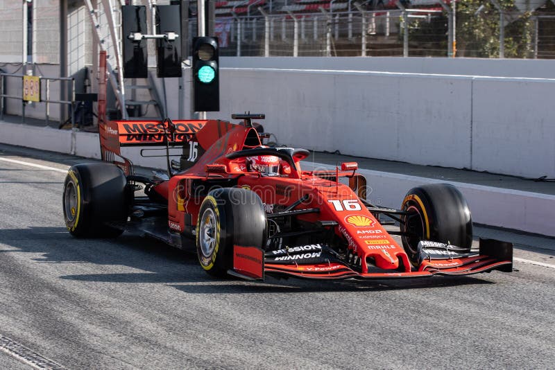 Barcelona, Spain. 19th February, 2019. Charles Leclerc from Monaco