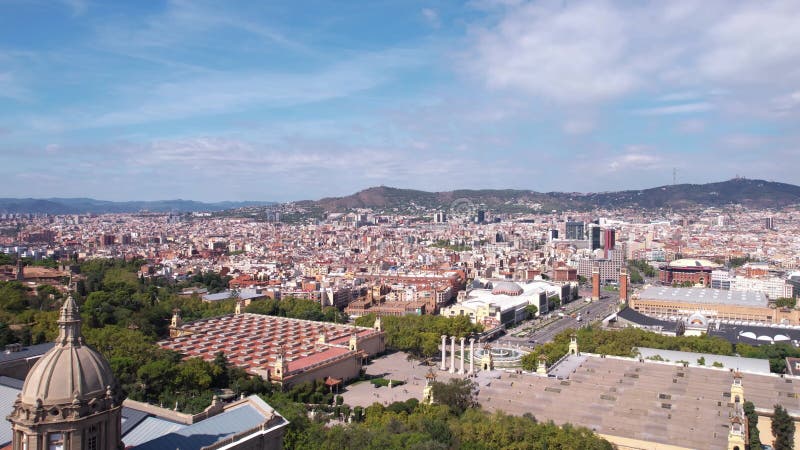 Barcelona spanha. vista aérea plaza nacional montjuana espana cityscape