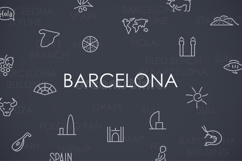 Barcelona tunn linje symboler