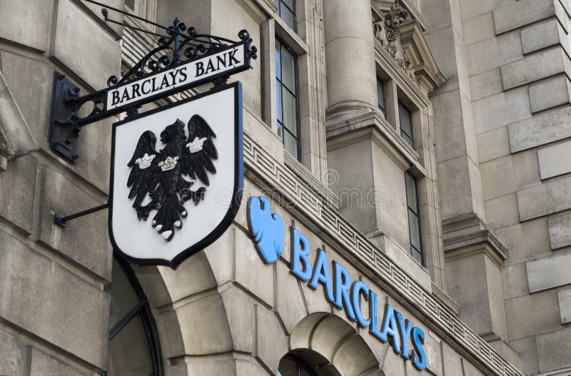Barclays-Querneigung-Zeichen stockfotos Barclays-Querneigung-Zeichen stockfotos