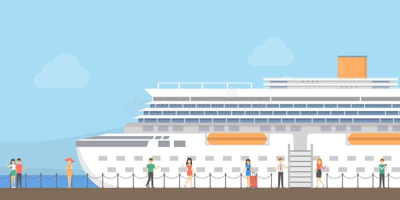 Barco de cruceros en el puerto ilustración del vector Barco de cruceros en el puerto ilustración del vector