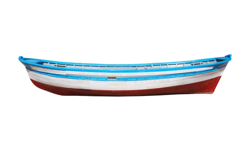 Barco pintado de madeira isolado no fundo branco imagens de stock Barco pintado de madeira isolado no fundo branco imagens de stock