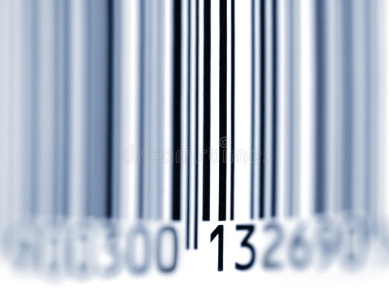 Close up shot of Barcode. Blue toning. Focus on 13. Soft focus.