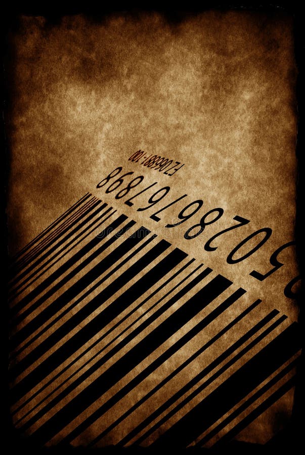 Barcode label on old paper background