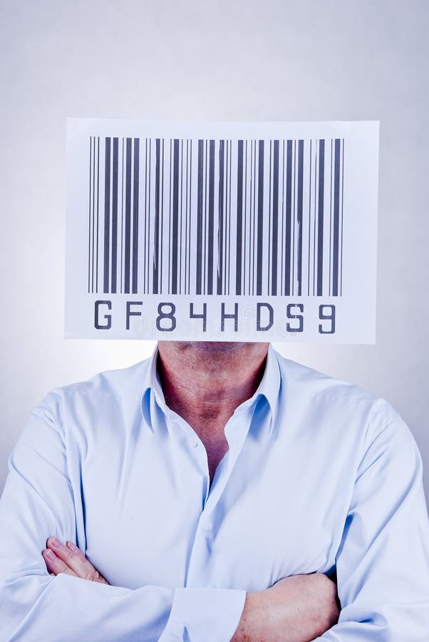 Man's Face With Barcode Picture. Image 82979881