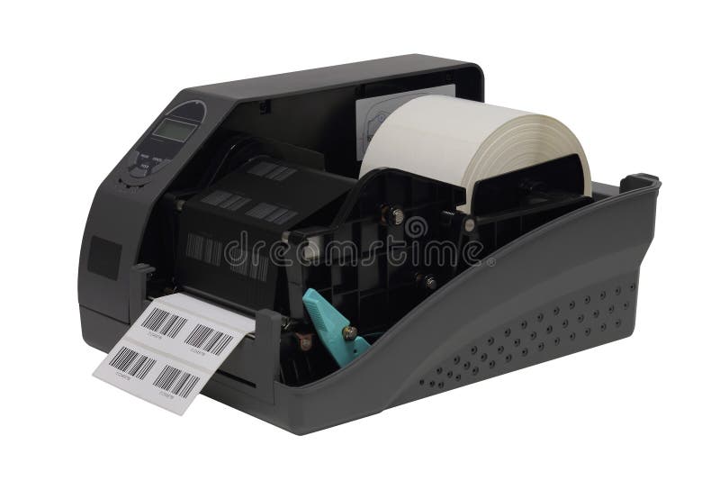 Barcode label printer stock images