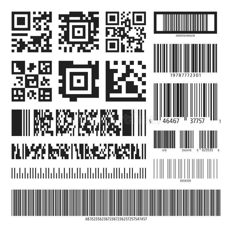 Barcode and QR code set vector illustration Barcode and QR code set vector illustration