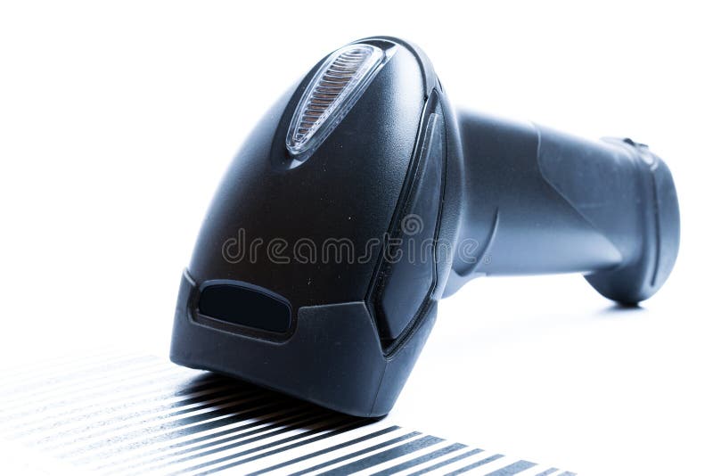 Barcode Scanning. Reader Laser Scanner for Warehouse. Retail Label Barcode Scan Isolated on