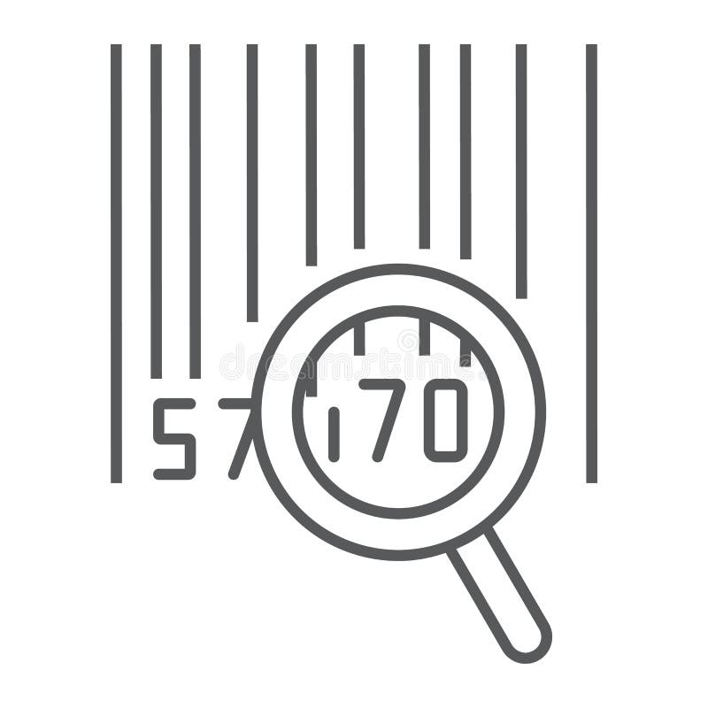 Barcode search thin line icon, logistic and delivery, order tracking sign vector graphics, a linear icon on a white stock illustration