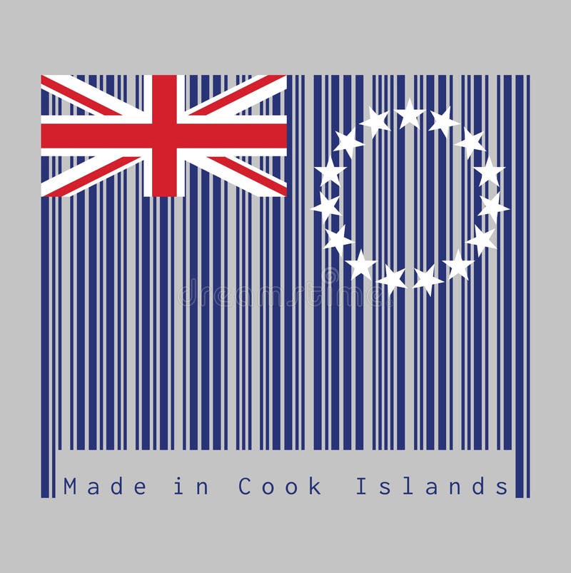 Barcode Set the Color of Cook Islands Flag, Blue Ensign with a