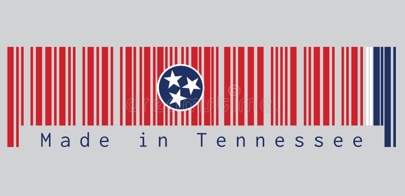 Barcode set the color of Tennessee flag, A blue circle with three white five-pointed stars on a rectangular field of red. vector illustration Barcode set the color of Tennessee flag, A blue circle with three white five-pointed stars on a rectangular field of red. vector illustration
