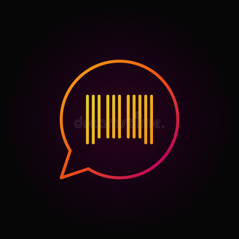 Barcode in speech bubble colorful line icon on dark background royalty free illustration