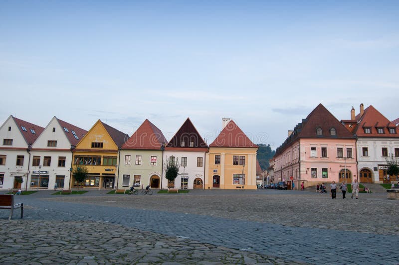 Bardejov - cidade do unesco - panorama na noite imagem de stock royalty free Bardejov - cidade do unesco - panorama na noite imagem de stock royalty free