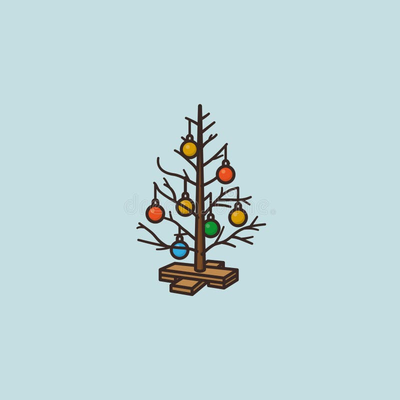 Bare Christmas tree ready stock illustration. Illustration of flora