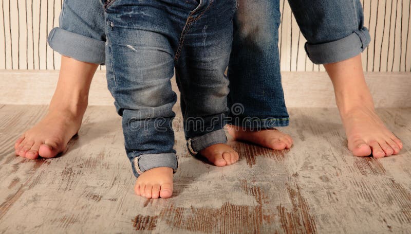 Barefoot family royalty free stock image