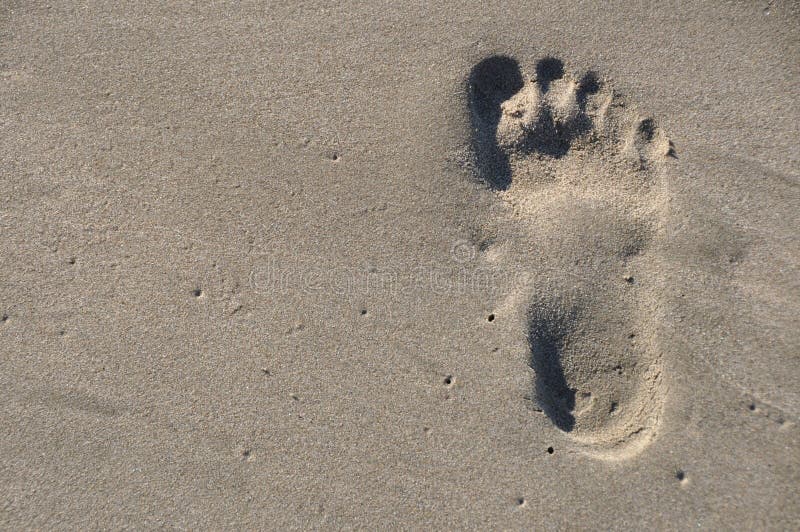 Barefoot footstep on the beach