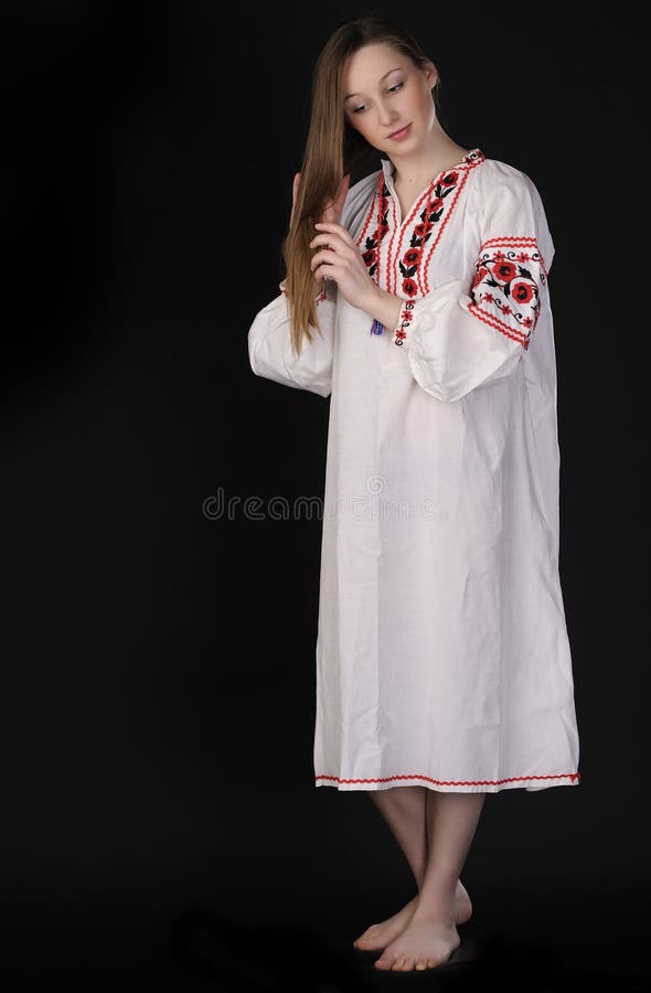 Girl in Ukrainian National Costume Stock Photo - Image of slavic, girl ...