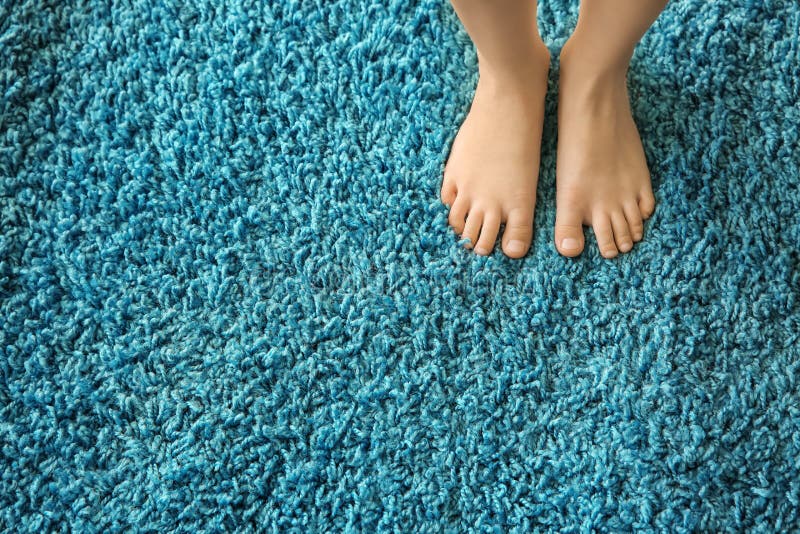 Barefoot Girl Standing on Carpet Stock Image Image of standing, relax