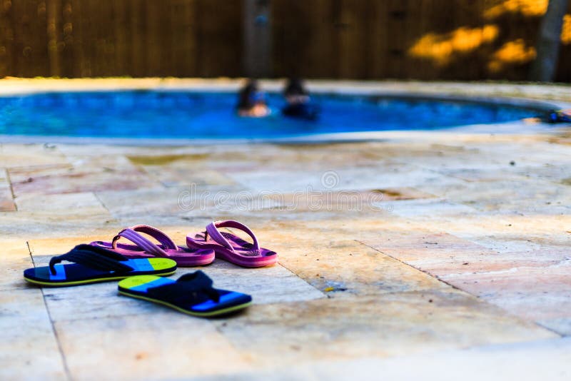 Barefoot in pool stock image. Image of female, curls, hair - 8219793