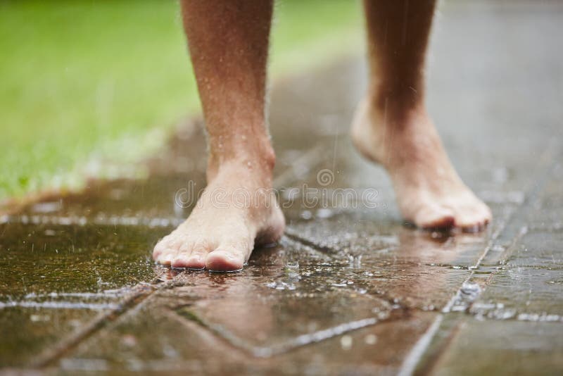 Barefoot in rain royalty free stock photos Barefoot in rain royalty free stock photos