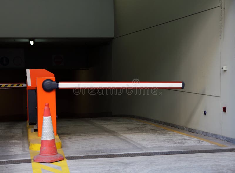 Barrier on departure from an underground parking. Barrier on departure from an underground parking