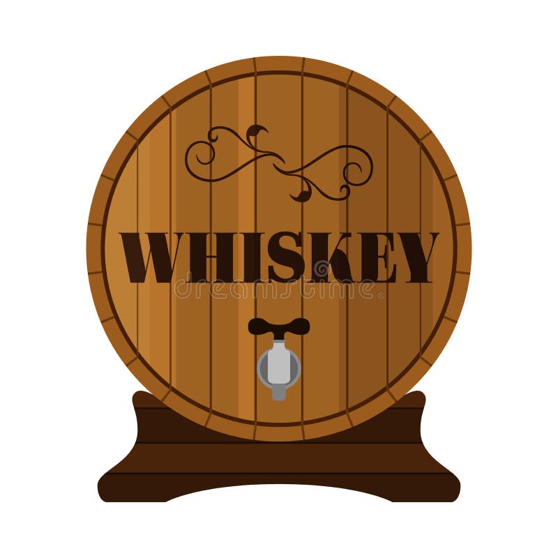 Whiskey barrel. Alcohol drink in flat style design. Vector illustration. Whiskey, brandy, liquor for pubs, restaurants, hipster bars. Whiskey barrel. Alcohol drink in flat style design. Vector illustration. Whiskey, brandy, liquor for pubs, restaurants, hipster bars