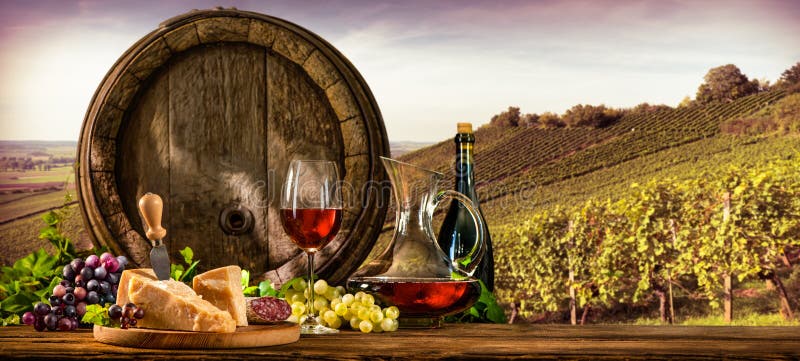 Barilotto di vino sulla vigna