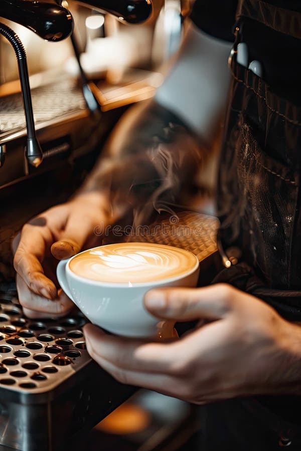 barista prepares coffee close-up. coffee AI generated. barista prepares coffee close-up. coffee AI generated