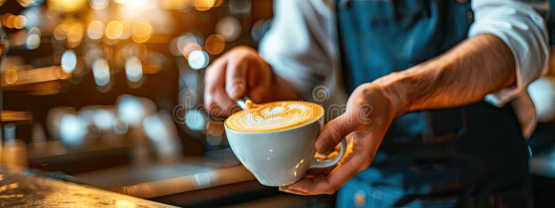 barista prepares coffee close-up. coffee AI generated. barista prepares coffee close-up. coffee AI generated