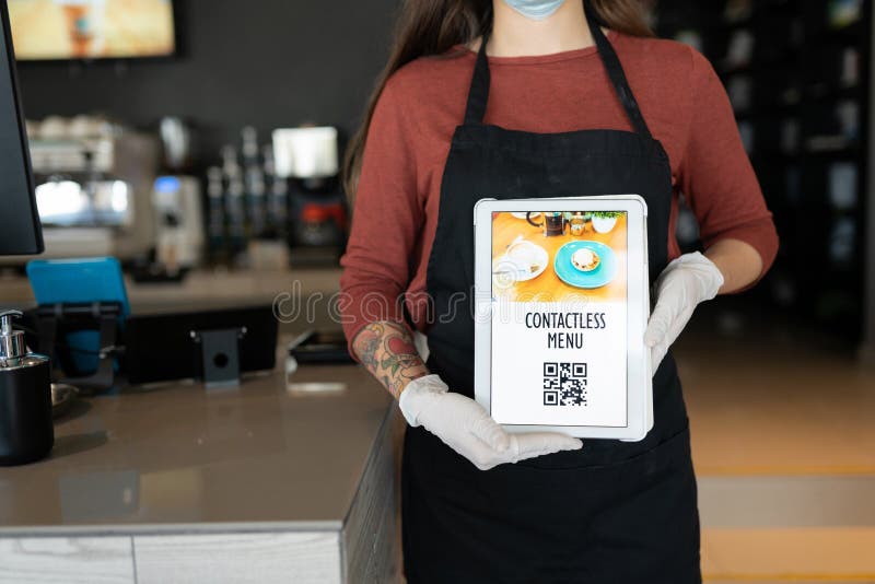 Barista With Contactless Menu QR Code