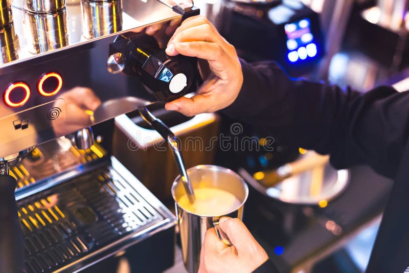 Barista Make Coffee with Coffee Machine Stock Photo Image of cafe