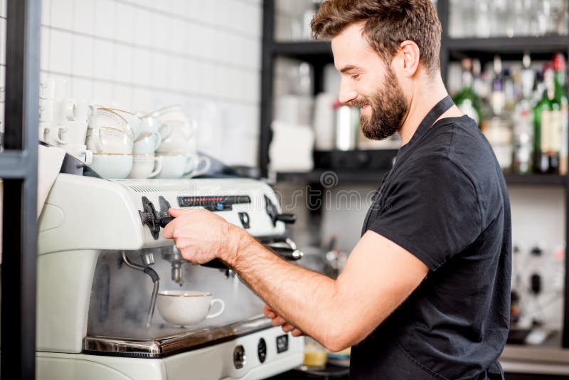 Professional Barista Preparing Coffee Stock Photo Image of aromatic
